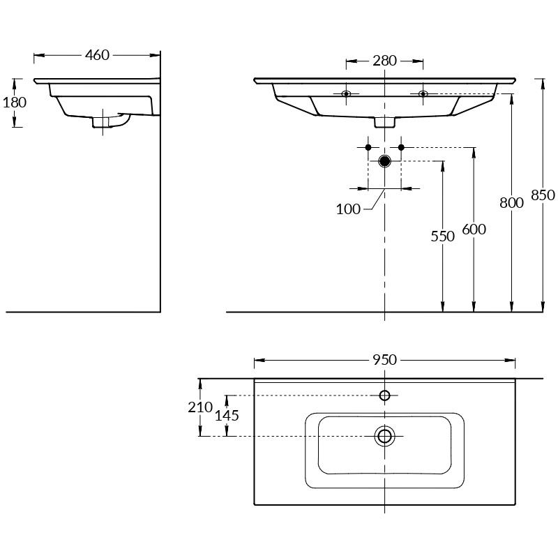 Раковина Kerama Marazzi Piano PI.wb.95 95 см