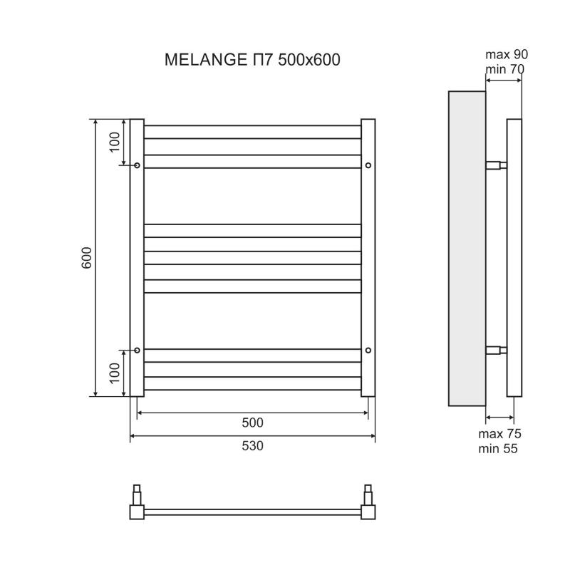 Полотенцесушитель водяной Lemark Melange LM49607 П7 50x60