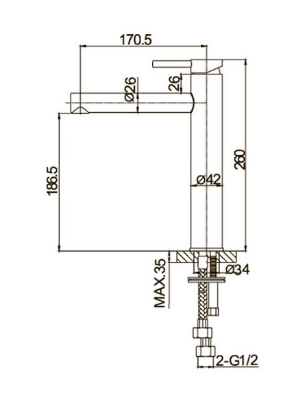 Смеситель для раковины Caprigo Don 53-023-BRG, золото матовое