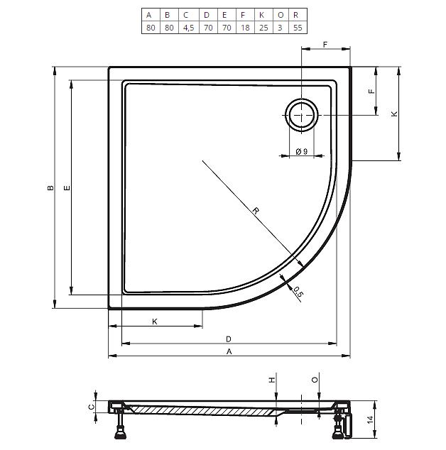 Поддон для душа Riho Davos 279 80x80