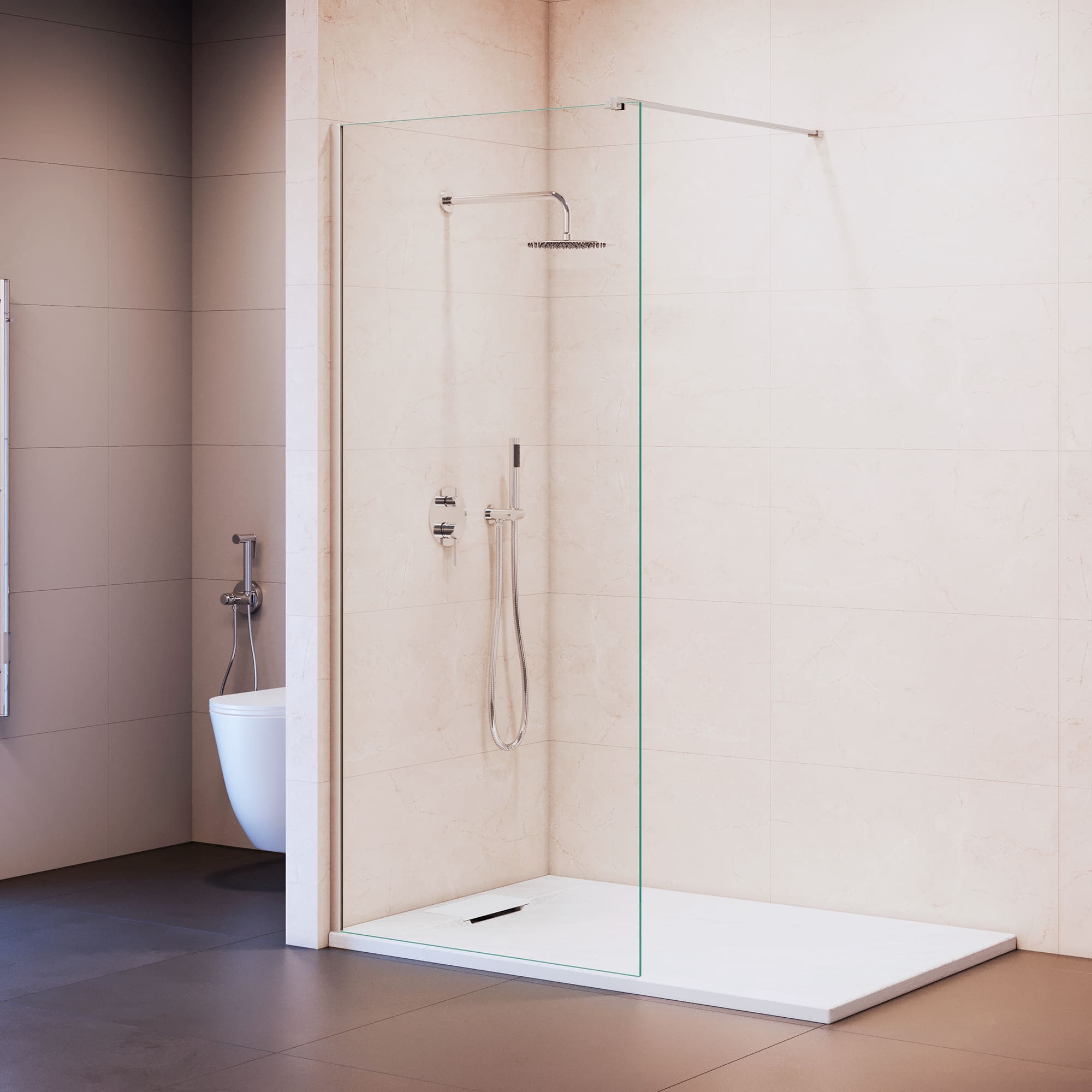 Душевая перегородка RGW Walk In WA-210 80x195 с крючком для полотенца/халата, хром, прозрачное 351021008-11