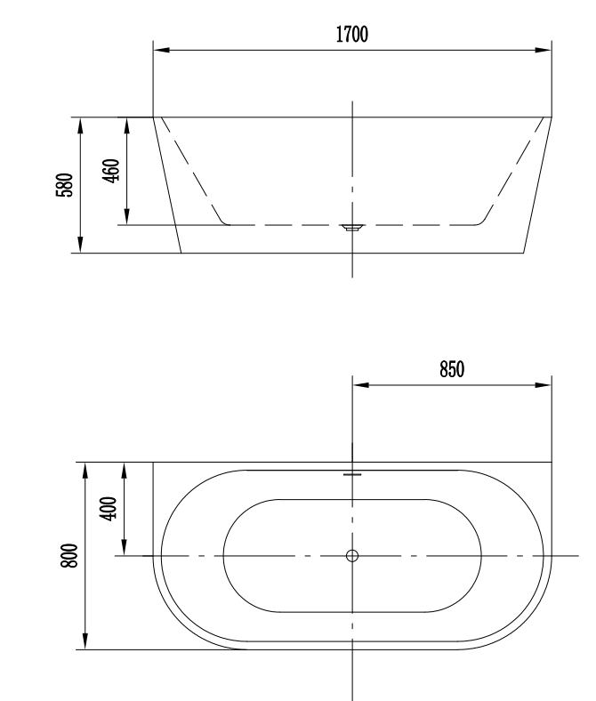 Акриловая ванна Art&Max AM-206-1700-800 170x80