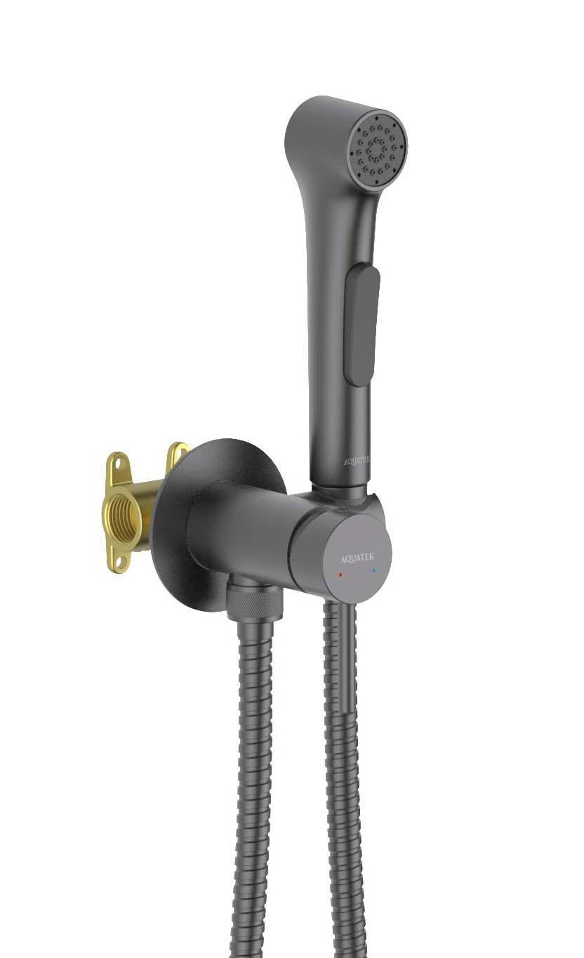 Смеситель Aquatek Европа AQ1020BGM с гигиеническим душем, оружейная сталь Смеситель Aquatek Европа AQ1020BGM с гигиеническим душем, оружейная сталь