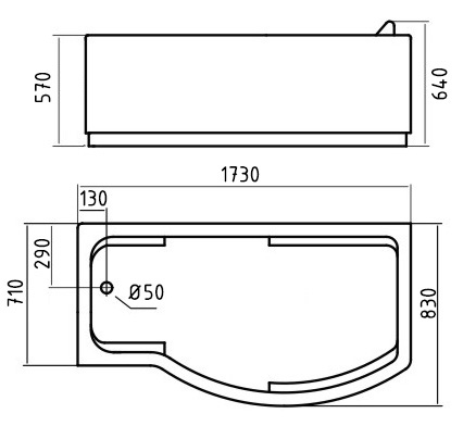 Акриловая ванна Gemy G9010 B L 173x83 см