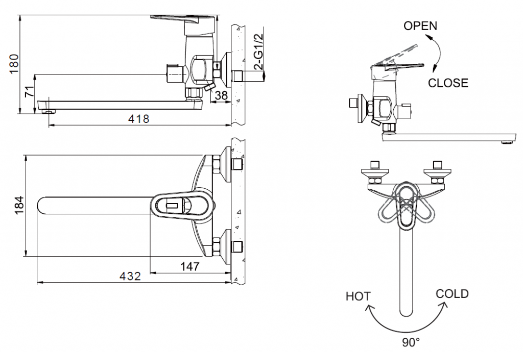 Смеситель универсальный Bravat Loop F6124182CP-02L-RUS хром