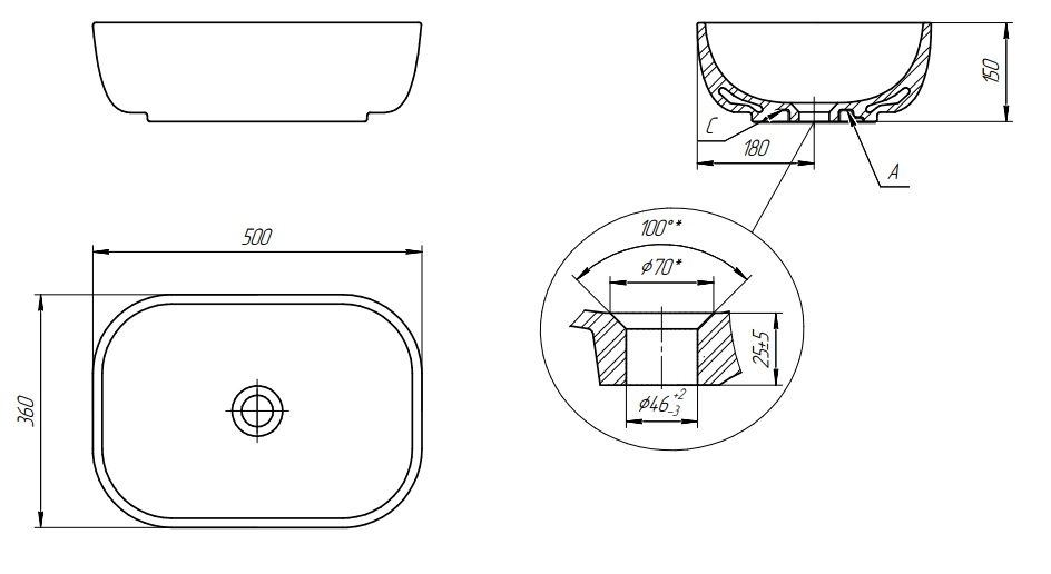 Тумба со столешницей Viant Мюнхен 60 см