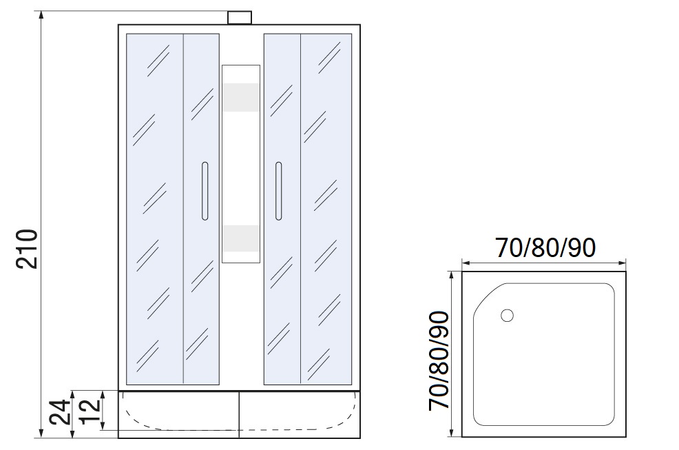 Душевая кабина Мономах Б/К 70/24 S МЗ 70x70 хром, с рисунком 10000005853