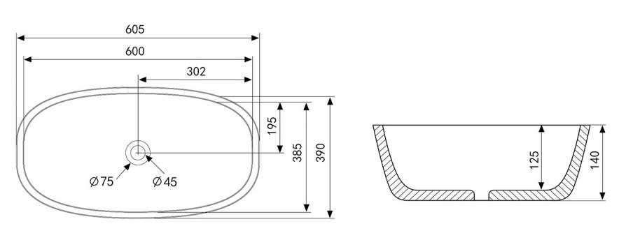 Раковина Abber Rechteck AC2206 60.5 см белый