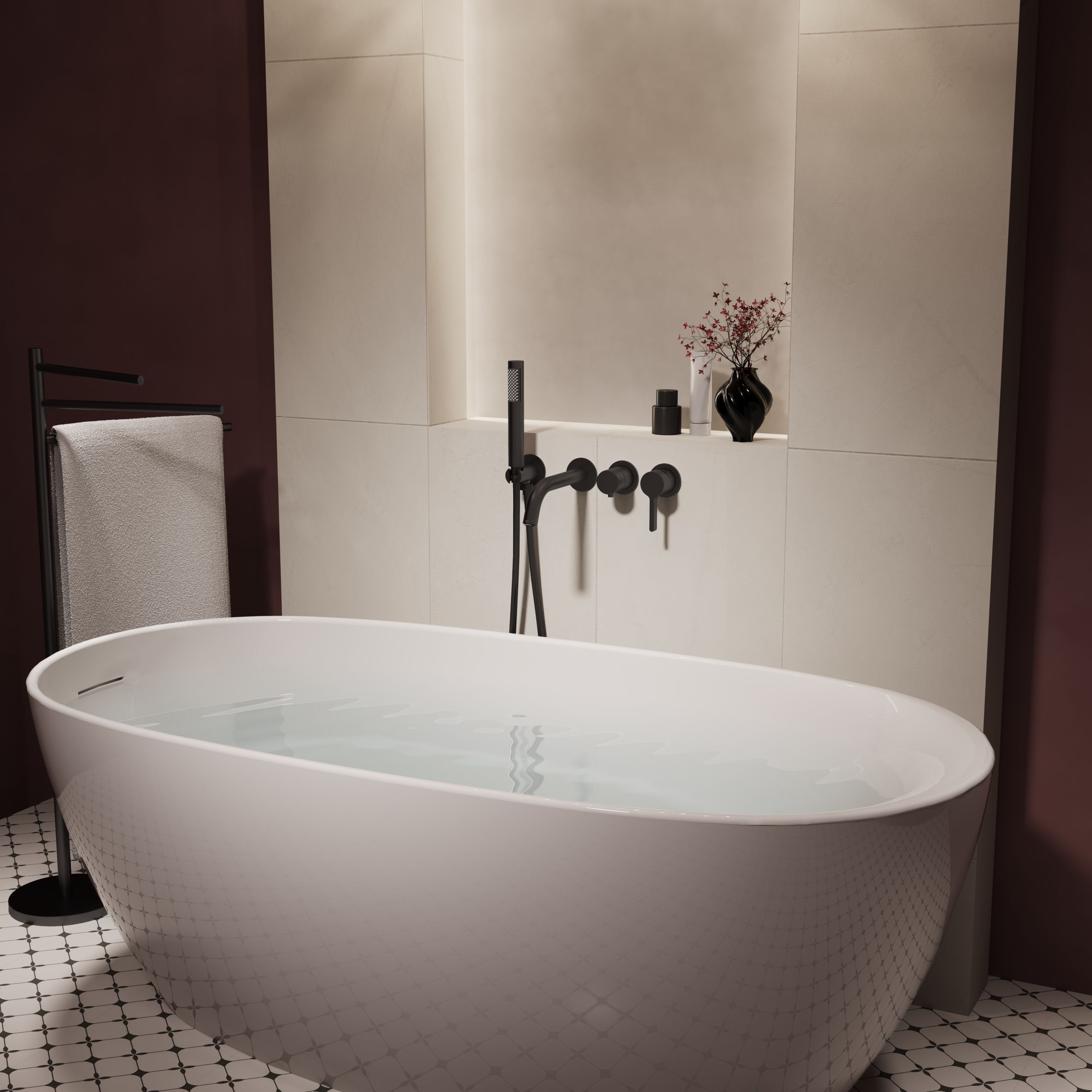 Смеситель для ванны Vincea Villa VTFW-1VL1MB черный матовый