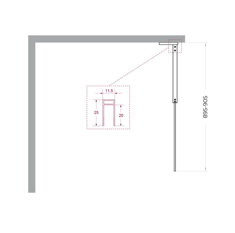 Душевая перегородка Belbagno UNO-L-1-TB-90-GR-GM 90x200 графит, оружейная сталь