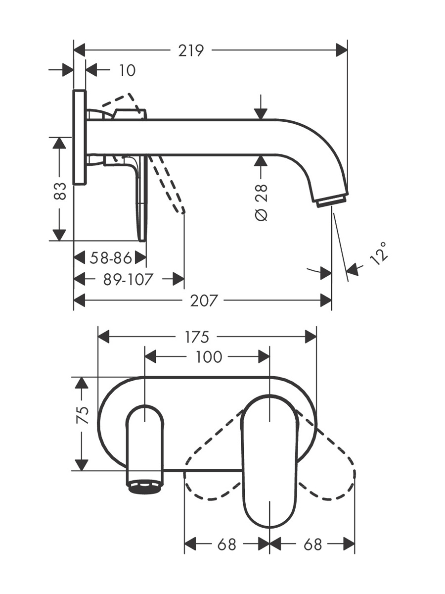 Смеситель для раковины Hansgrohe Vernis Blend 71576670 черный матовый