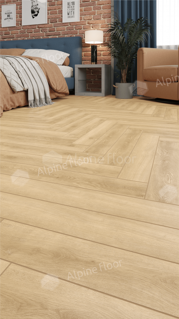 Ламинат Alpine Floor Herringbone Дуб Шампань 606x101x8 мм, LF102-5A