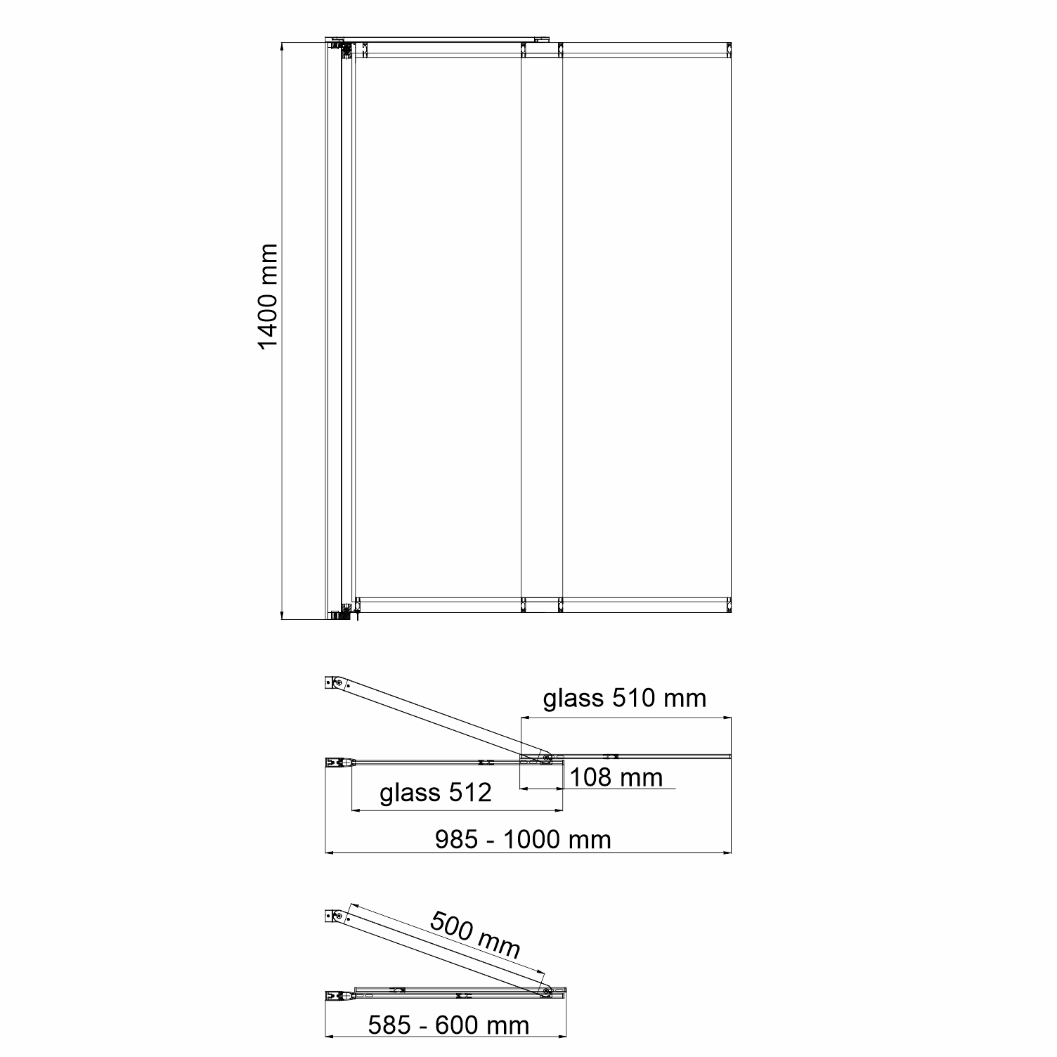 Шторка для ванны WasserKRAFT Main 41S02-100L 100x140 см матовое стекло WasserSchutz, с фиксатором, L