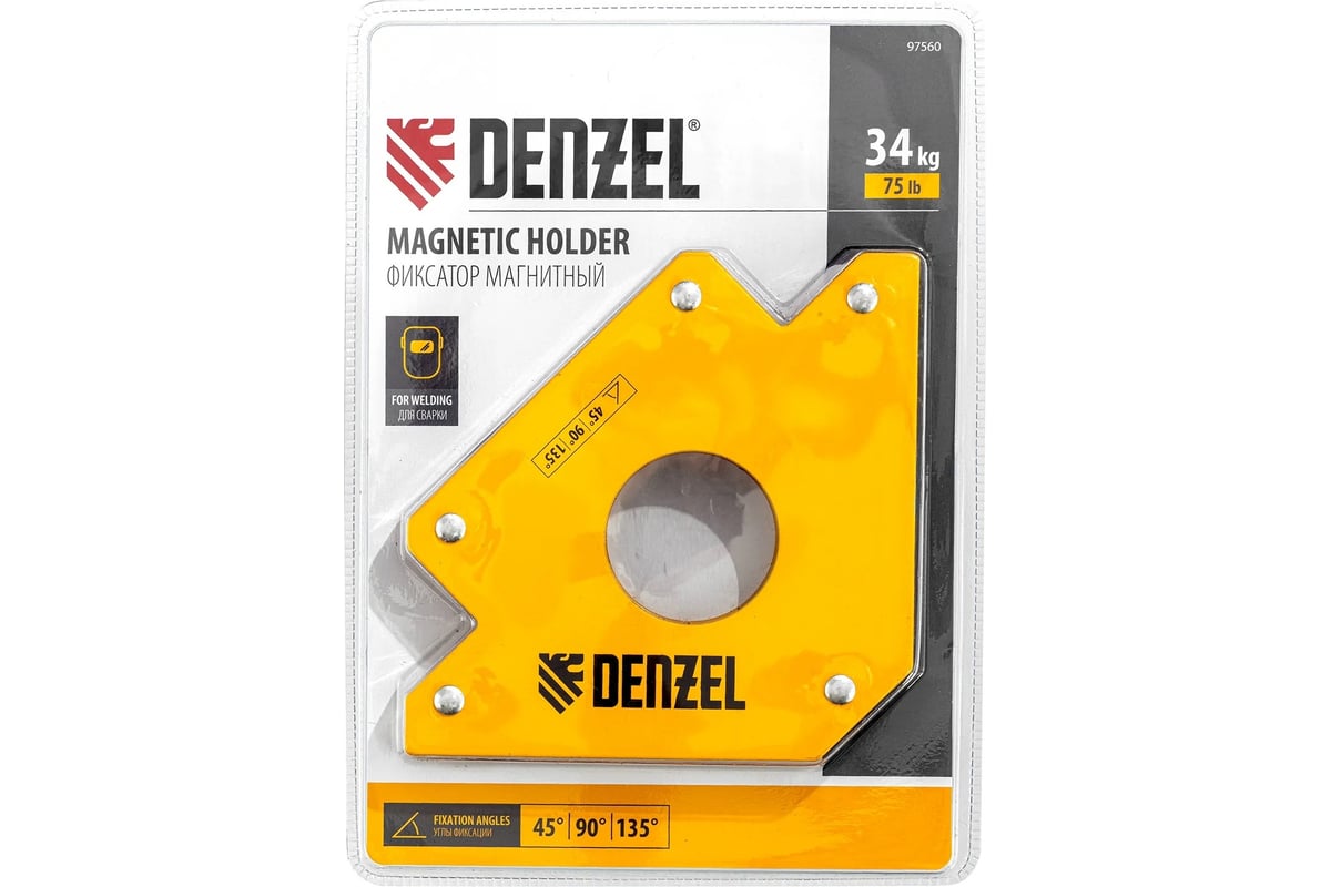 Фиксатор магнитный для сварочных работ усилие 75 LB Denzel 97560