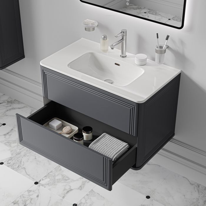 Тумба с раковиной Iddis Oxford Neo 80 см темно-серый матовый OXN80D0i95K