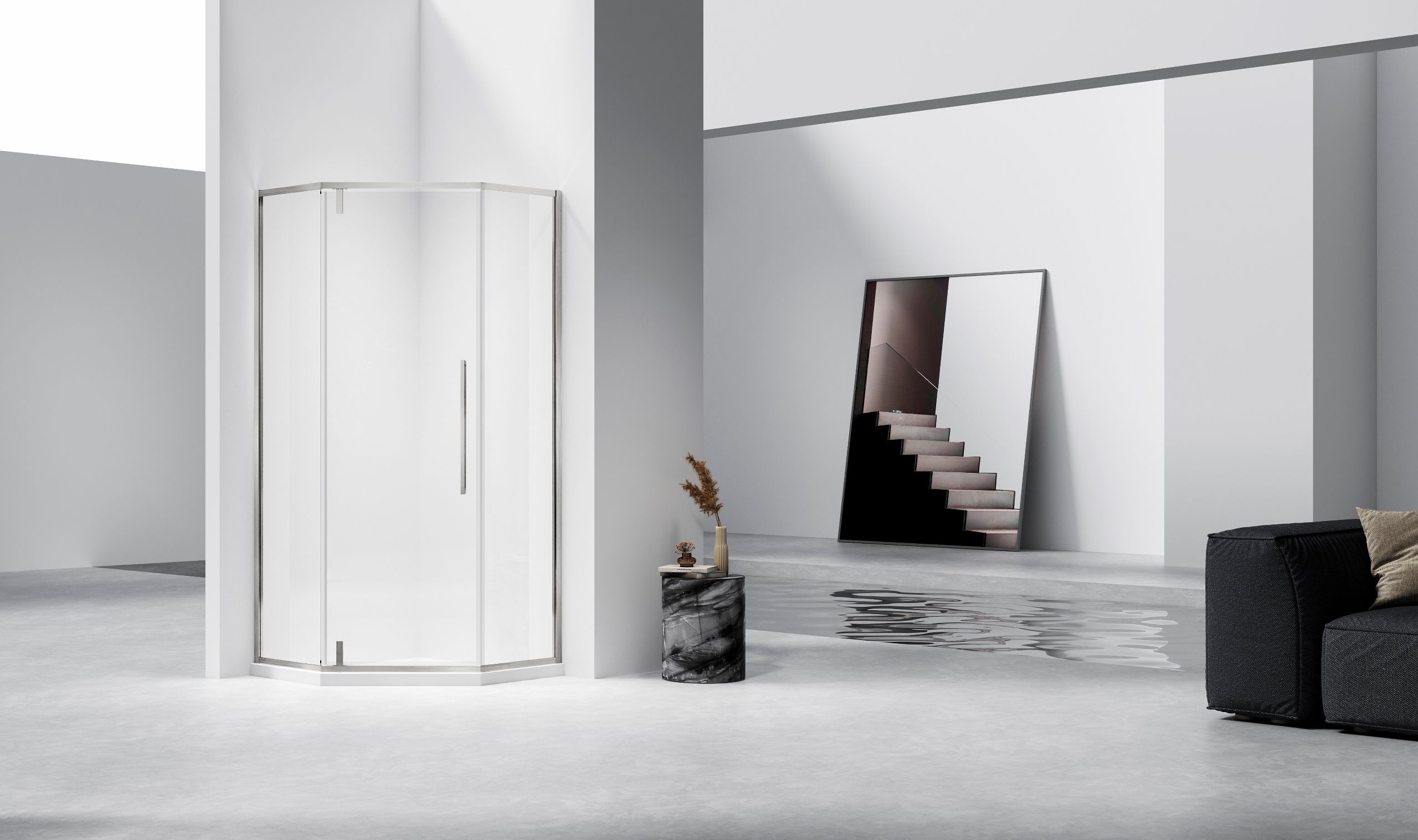 Душевой уголок Vincea Слим-Н (Slim-N) VSP-4SN900CLBN 90x90 брашированный никель, прозрачный