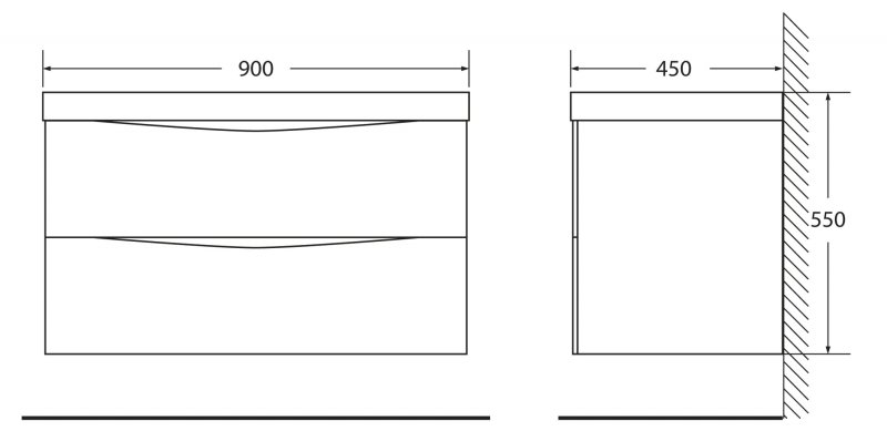 Раковина BelBagno Marino 90 BB900/450-LV-MR-PR