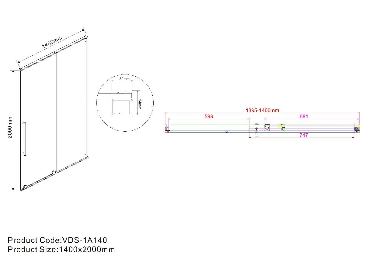 Душевая дверь Vincea Arno VPS-1A140CL 140x200 хром, прозрачное