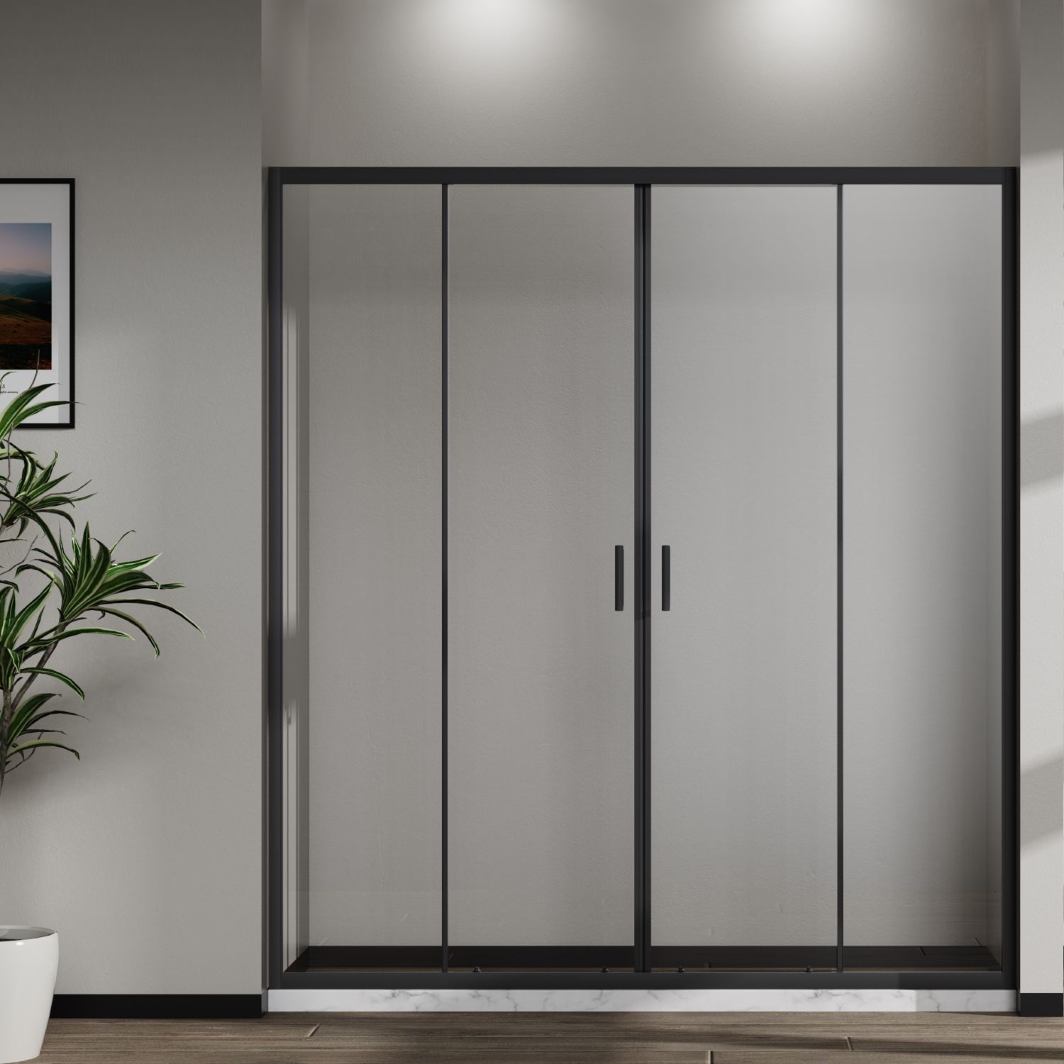 Душевая дверь Vincea Сити (City) VDS-5CT2170CLB 170x195 черный, прозрачная