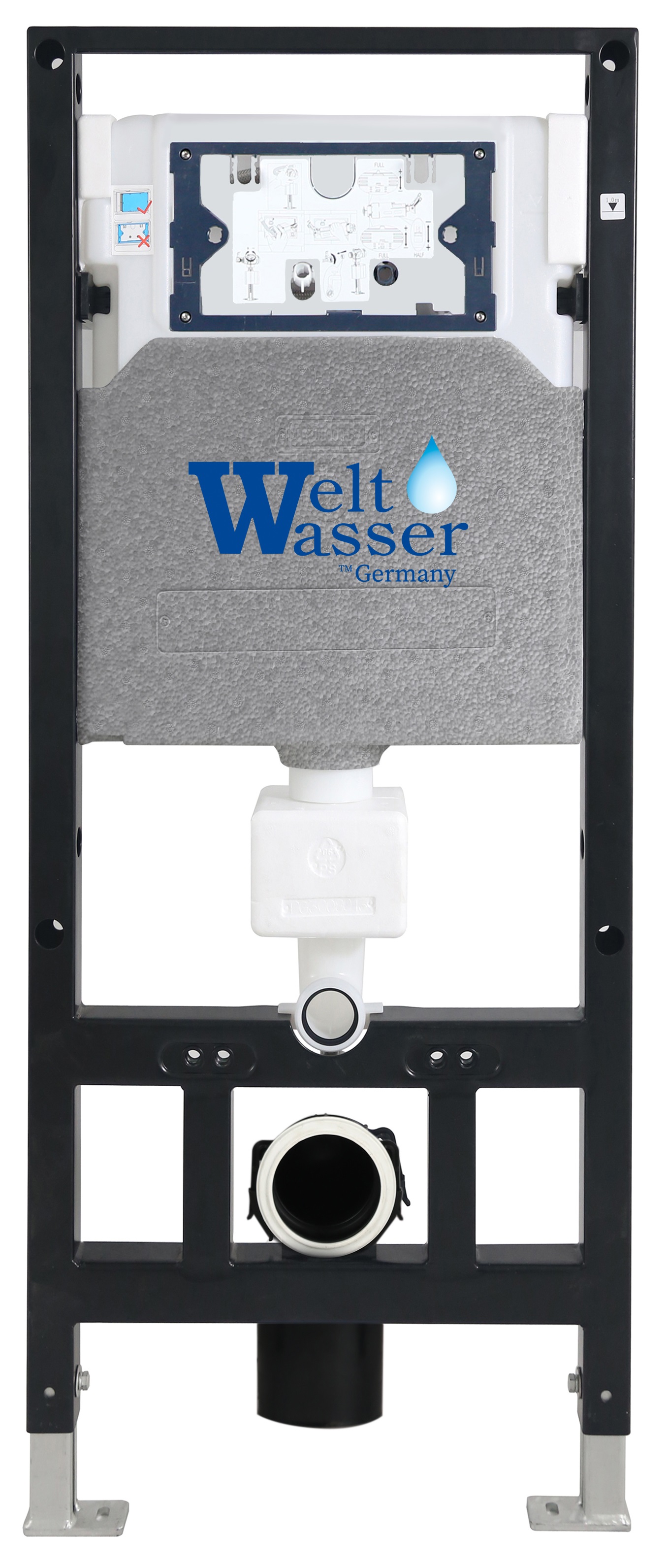 Комплект Weltwasser 10000011340 унитаз Merzbach 043 MT-BL + инсталляция + кнопка Amberg RD-BL
