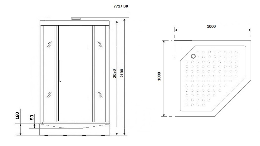 Душевая кабина Niagara Luxe NG-7717GBK 100x100 стекло прозрачное, профиль золото