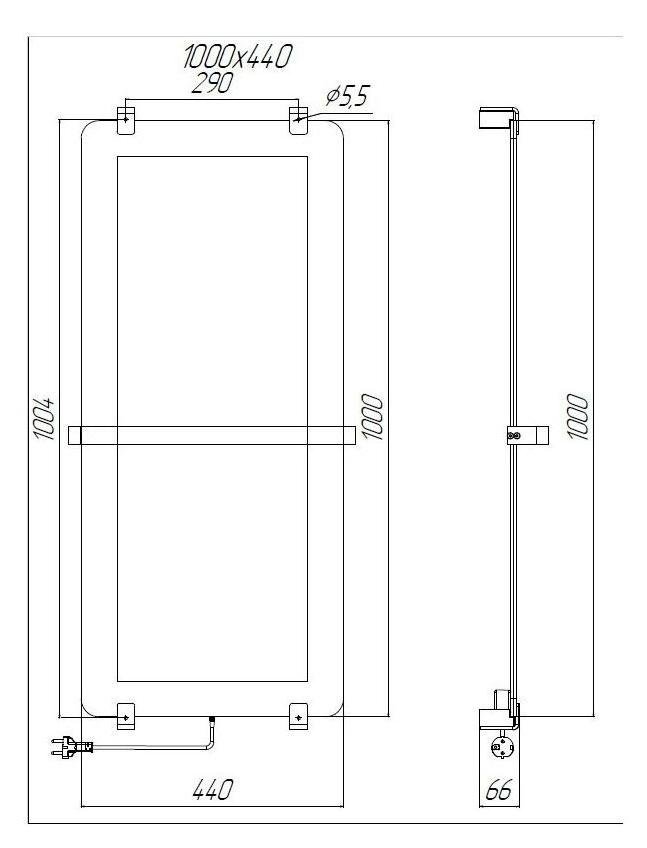 Полотенцесушитель электрический Allen Brau Infinity 100x44 см с рейлингом, серебро браш, 00288919