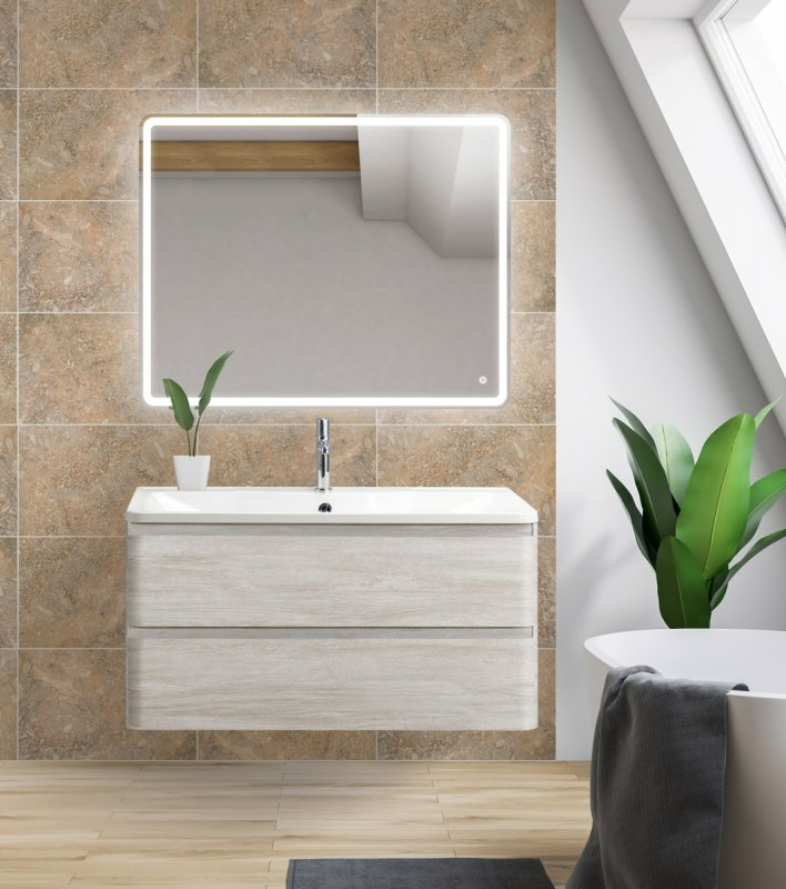 Тумба с раковиной BelBagno Albano 120 см подвесная, Rovere Vintage Bianco