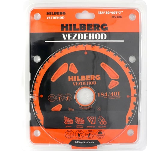 Диск пильный Hilberg Vezdehod 184х30 мм, 40Т, 7 град HV186