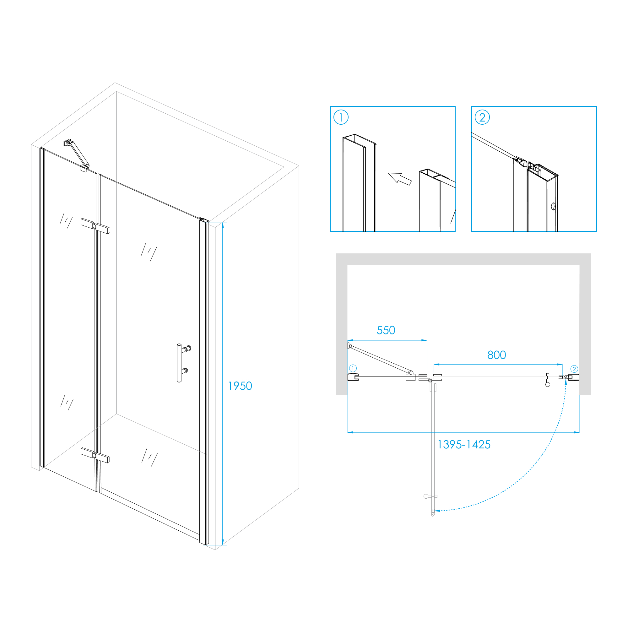 Душевая дверь RGW Passage PA-07B 140x195, прозрачное, черный, L