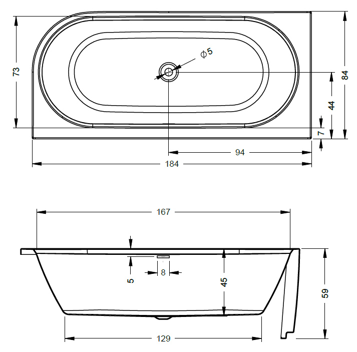 Акриловая ванна Riho Desire Corner 184x84 см R белый