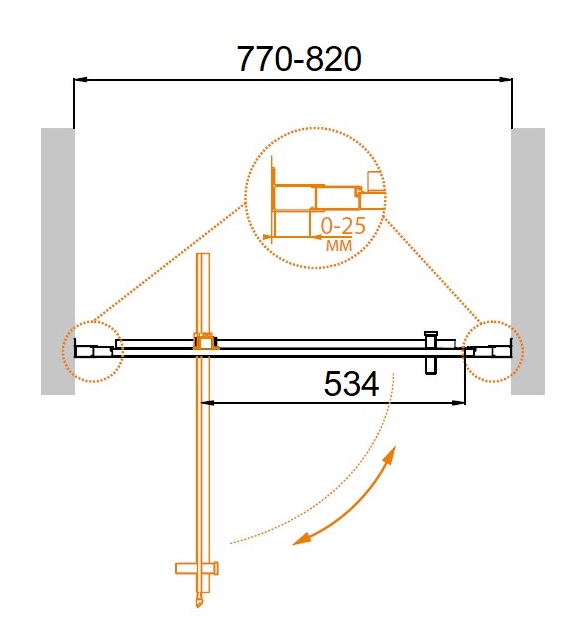 Душевая дверь Cezares MOLVENO-BA-1-80-C-Cr-IV 80x190 прозрачная