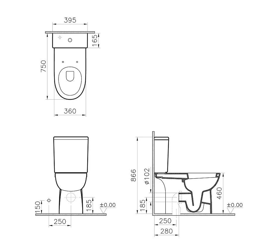 Унитаз VitrA Conforma 9899B003-7200 с крышкой стандарт для людей с ограниченными возможностями