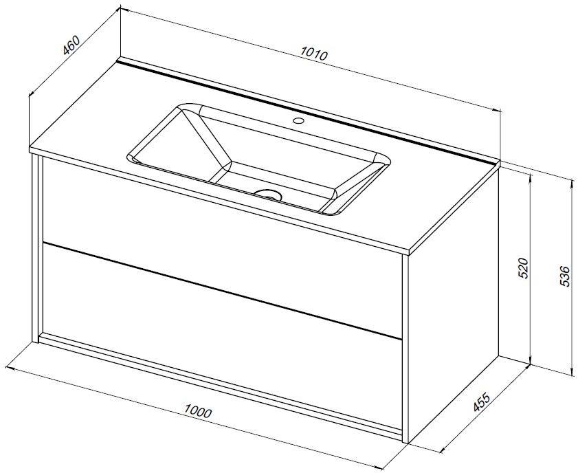 Тумба с раковиной Aquanet Lino (Flat) 100 см белый глянец