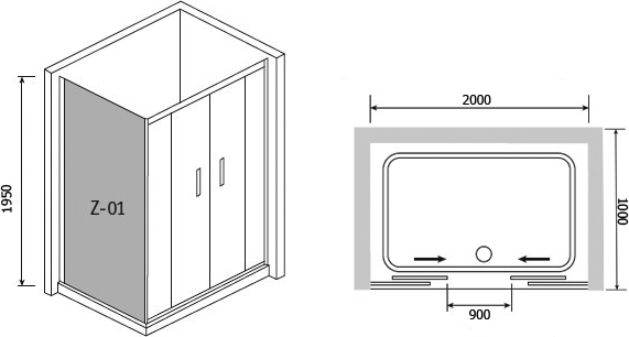 Душевой уголок RGW Passage PA-41 200x100 хром, прозрачное