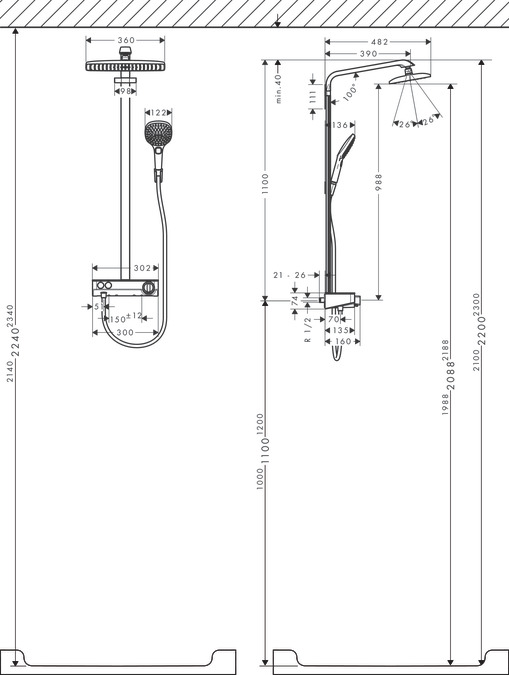 Душевая стойка Hansgrohe Raindance E Showerpipe 360 1jet 27288000 с термостатом