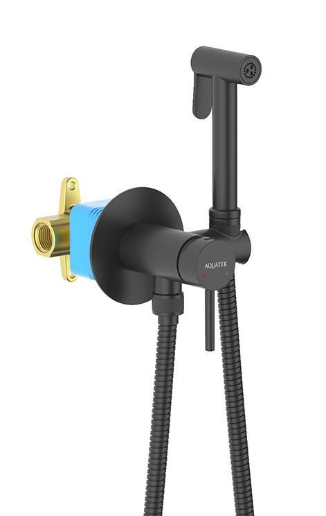 Смеситель Aquatek Европа AQ1021MB с гигиеническим душем, черный матовый Смеситель Aquatek Европа AQ1021MB с гигиеническим душем, черный матовый