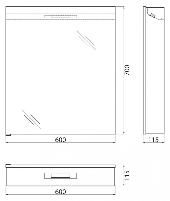 Зеркальный шкаф BelBagno SPC-1A-DL-BL-600 60 см