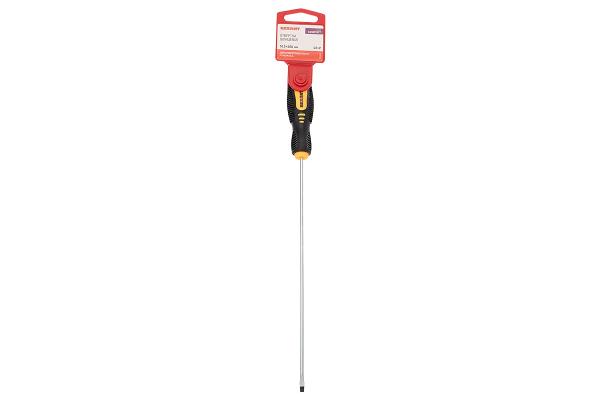 Шлицевая отвертка Rexant SL 3х200 мм, двухкомпонентная рукоятка 12-6423