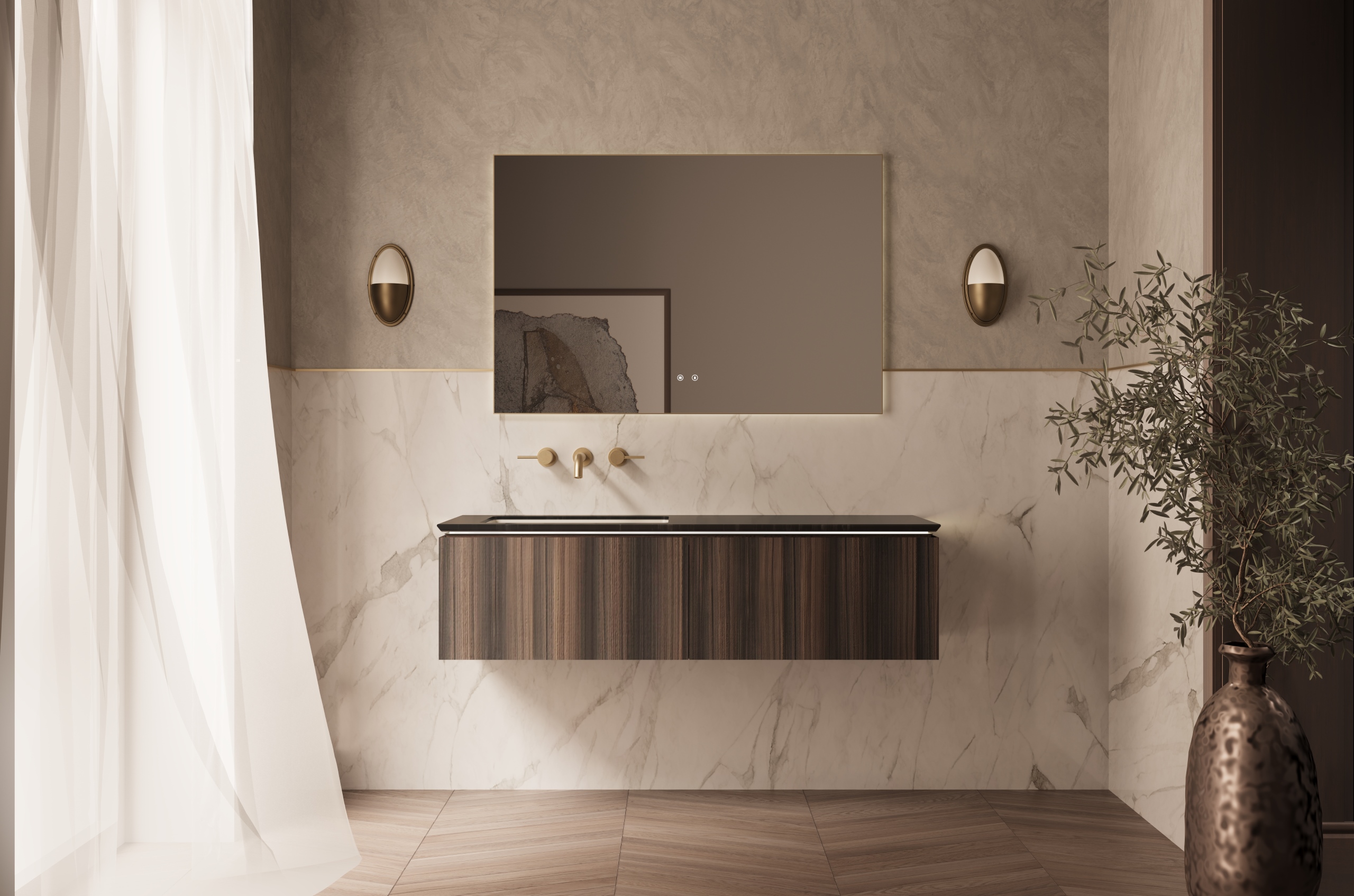 Мебель для ванной Vincea Luxe 140 см шпон натуральный орех