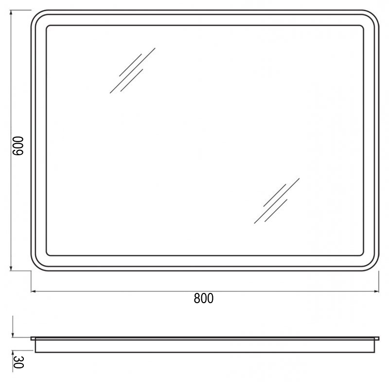 Зеркало Cerutti SPA Пьемонт 80x60 см CT8945, с подсветкой и сенсором