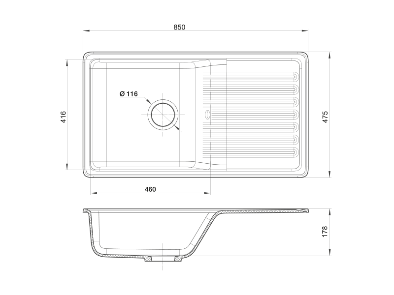 Кухонная мойка GranFest Quarz GF-ZW-73 85 см белый