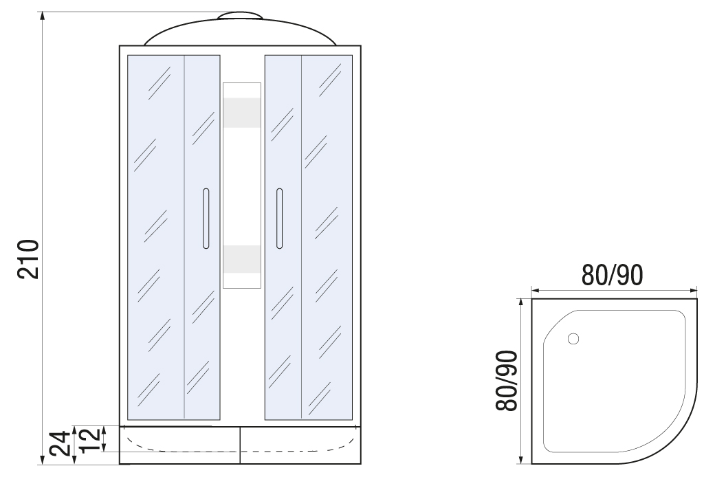Душевая кабина River Rein 90/24 МТ 90x90 матовая, с крышей