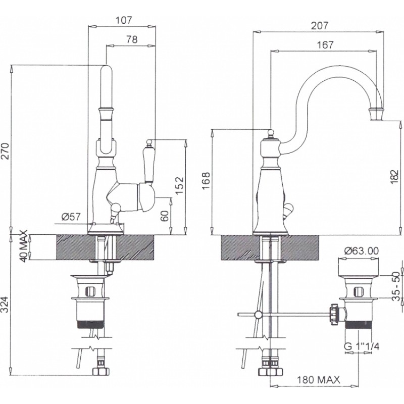 Смеситель для раковины Margaroli Classica RU1001AA01CR хром