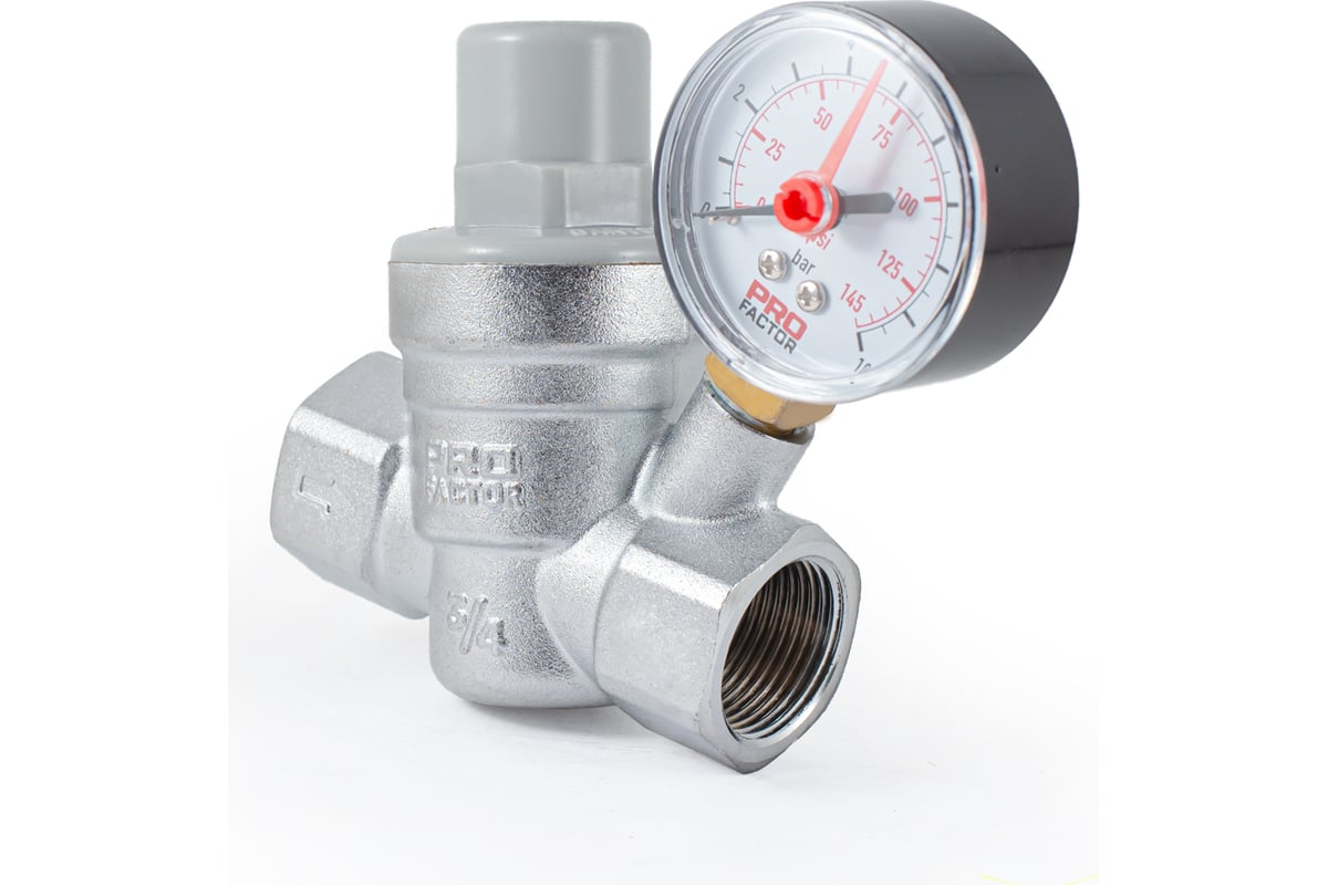 Редуктор давления PROFACTOR мембранный, с манометром, 3/4" PF PRV 254G