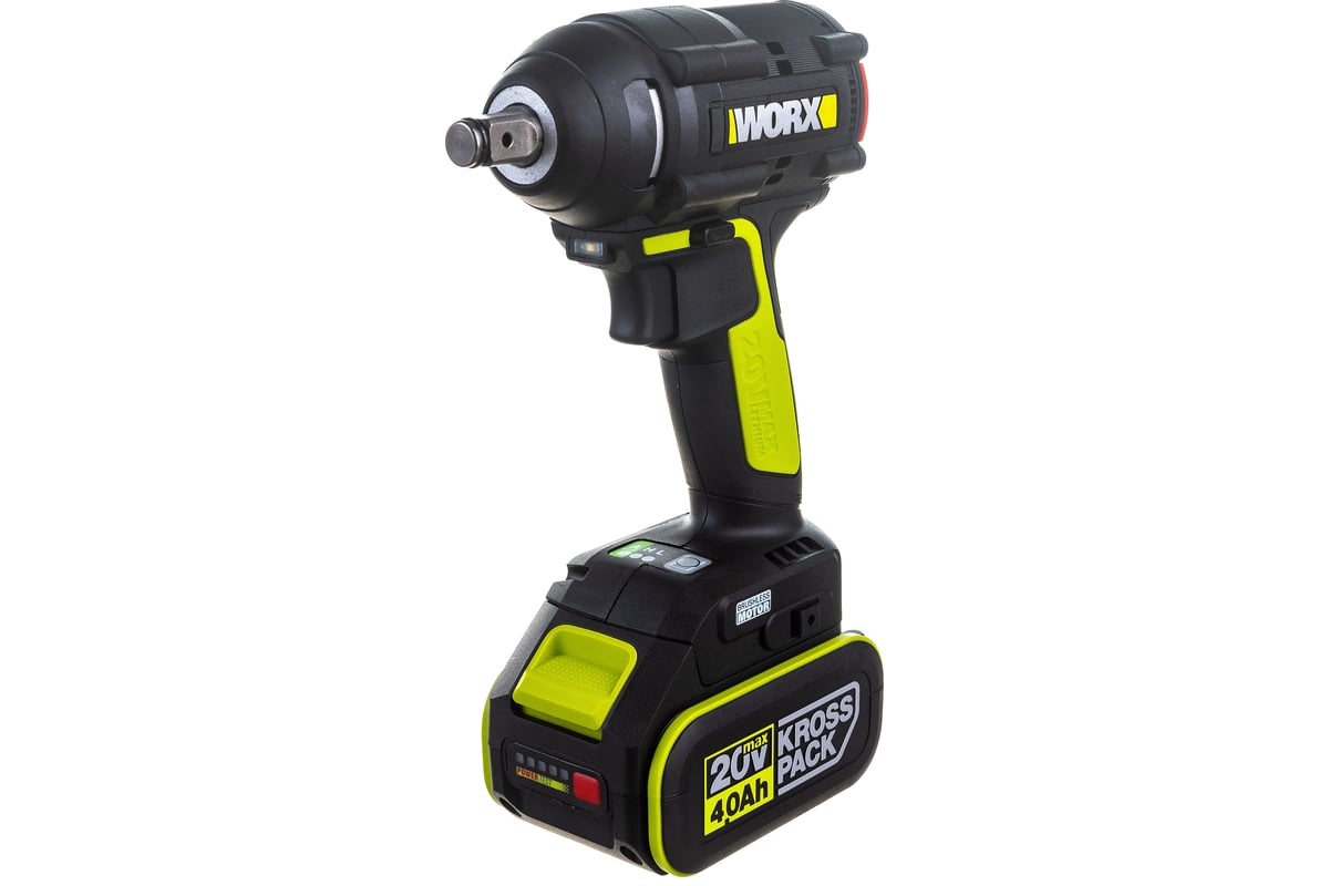 Аккумуляторный ударный бесщеточный гайковерт WORX Professional WU279.1 20В, 360Нм, 4Ач х2, ЗУ 6А, сумка WU279.1