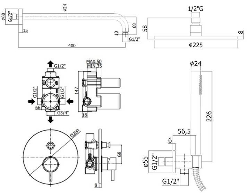 Душевой набор Paffoni Light KITLIG015BO белый матовый