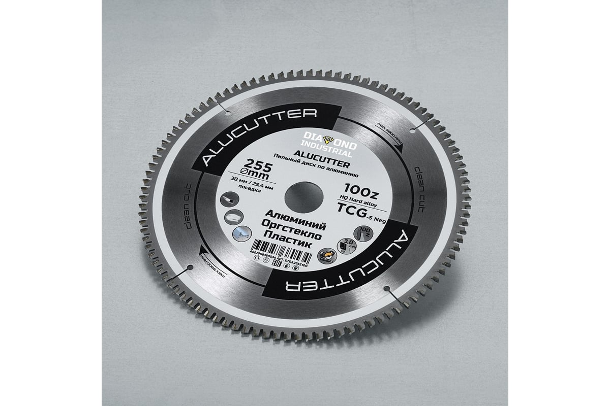 Диск пильный по алюминию, пластику Alucutter 255x30/25.4 мм, Z=100 TCG Diamond Industrial DIDA255Z100