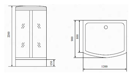 Душевая кабина Timo Comfort T-8815 120x90, c г/м, матовые стекла (Fabric Glass), хром