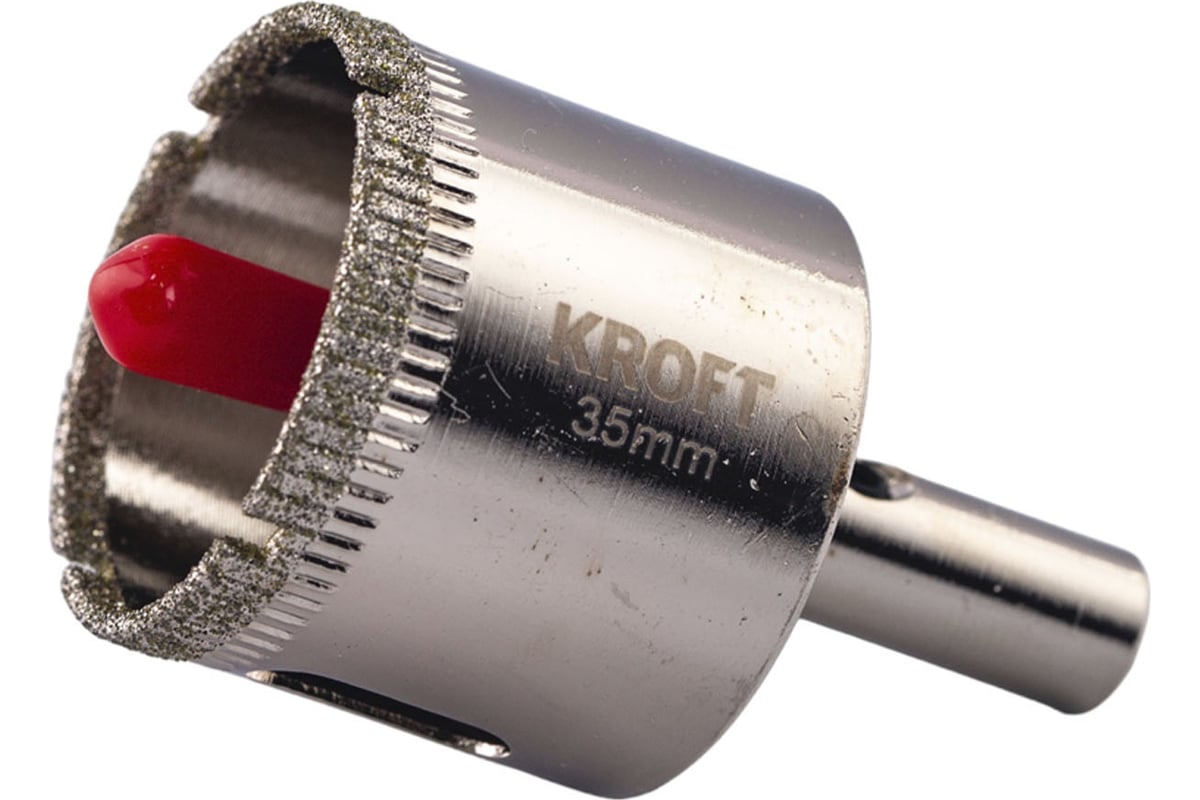 Коронка алмазная по керамике 35 мм, цилиндрический хвостовик KROFT 559535