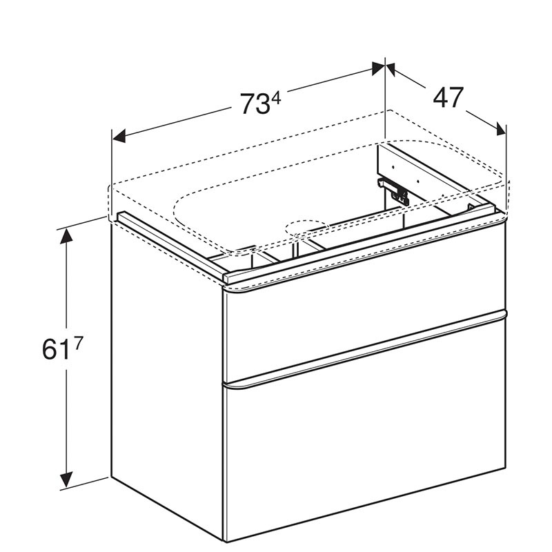 Тумба с раковиной Geberit Smyle Square 75 см песчаный глянец